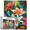 Puzzle 1000 Pieces Azalea Flower Art Puzzle for Adults,Nature Floral Puzzle, Impossible Puzzle Colorful Butterfly and Flowers Challenge Puzzle for Adults