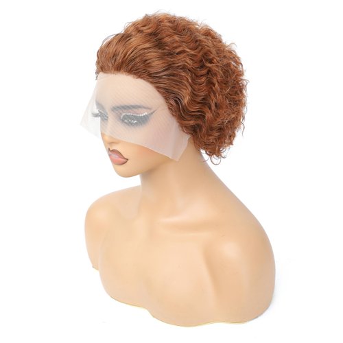 BEULADY Pixie Cut Wig Human Hair 8 inch Short Curly Hair Wigs for Black Women 13x1 T Part HD Lace Front Wigs Human Hair Pre Plucked Bleached Knots with Baby Hair #30 Color