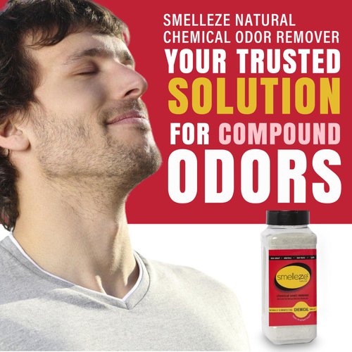 SMELLEZE Natural Chemical Odor Eliminator Powder, Chemical Smell Remover for Houses, Furniture, Cars, Offices, & Businesses, 2 lb. Powder