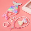 7pcs Mermaid Dress Up Purse Jewelry Set,Mermaid Necklace Bracelet Earring Set, Pretend Play Mermaid Party Decorations
