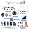 137pcs Cat Birthday Decorations Cat Themed Party Supplies - Banner Plates Napkins Hanging Swirls Kitten Balloons Cake Cupcake Toppers Tablecloth Stickers for Kids Girls Party Decor (Black+White)