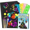 Smasiagon Scratch Paper Art Set for Kids: 60 Pcs Magic Black Scratch Off Art Crafts Kits Colorful Drawing Toys for 3-12 Year Old Girls Boys Halloween Party Favor Game DIY Birthday Christmas Gift