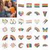 Fssqii 32 Sheets Rainbow Temporary Tattoos Butterfly/Flower/Heart Tattoos Pride Festivals Waterproof Rainbow Flag Face Body Arm Paint Tattoo Sticker for Women Men Child Celebrations Tattoo Stickers