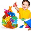 IPOURUP Dinosaur Toys for Kids 2-7 Kid Wooden Stacking Blocks Montessori Toy for 3 4 5 6 7 8 Year Old Boys Girls Easter Birthday Gifts Toddler Balance Game Ages 2-4 3-5 Toys for Boy Girl Age 5-7