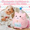 Leyndo 16 Inch Birthday Stuffed Animals Birthday Cat Plush Throw Pillow Cute Stuffed Kitten Plushie Soft Cat Plush Pillow for Kids Adults Birthday Party Favor Gift Sofa Bedroom Decorations