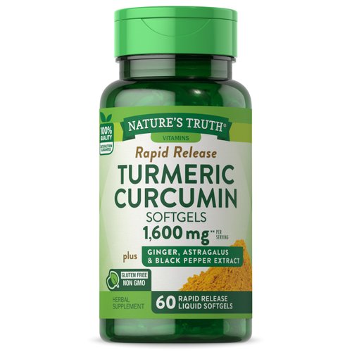 Nature's Truth Turmeric Curcumin Complex | 1600mg | 60 Softgel Capsules | with Ginger, Astragalus, & Black Pepper Extract | Non-GMO & Gluten Free Supplement