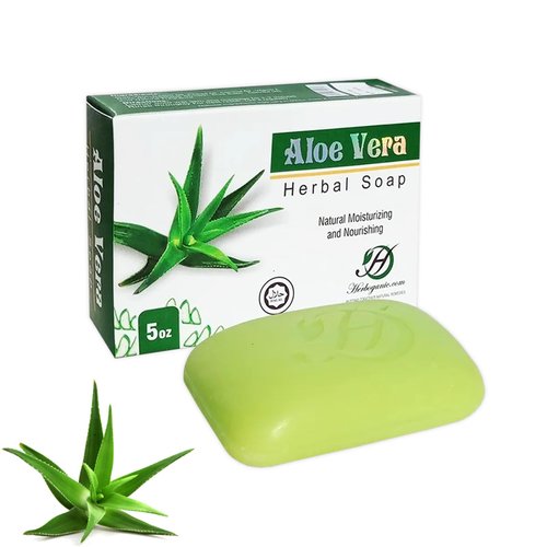 HERBOGANIC Aloe Vera Herbal Soap | Natural Bar Soap for Face and Body | Soothing and Nourishing | Infused with Aloe Vera | Gentle for Men and Women | 5 Oz (Pack of 1)