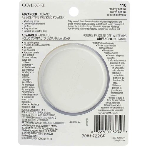 CoverGirl Advanced Radiance Age-Defying Pressed Powder, Creamy Natural [110] 0.39 oz (Pack of 4)