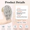 Flufymooz Ponytail Extension, 12" Short Claw Ponytail Extension Wavy Curly Jaw Clip in Pony tails Hair Extension Natural Synthetic Hairpiece for Women (Grey/Silver/White Mixed)
