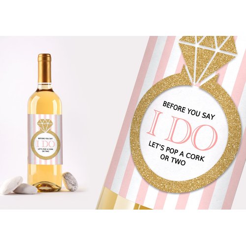 Printed Party Engagement Celebration Gift, Bachelorette, 4 Wine Bottle Labels