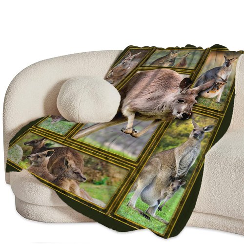 Kangaroo Blanket Decor Gifts for Animal Lovers Flannel Fleece Fuzzy Throw Blanket Soft Warm Cozy Plush Kangaroo Blanket for Bed Couch Stuffed Decoration for Girls Kids Adult 50"x40"