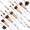 Makeup Brushes DUAIU 15PCs Marble Makeup Brush Set Premium Synthetic Kabuki Powder Blush Contour Foundation Concealer Eyeshadow Brushes with Makeup Sponge Make up Tool