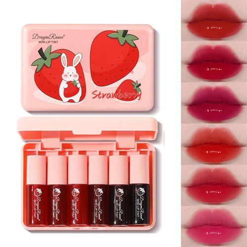 6 Colors Water Tint Lip Stain Set Plumping Mini Liquid Lipstick Moisturizing Lip Oil Tinted Lip S...