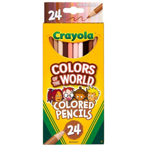 Crayola Colors of the World Colored Pencil Set (24ct), Skin Tone Colored Pencils for Kids, Coloring Book Pencils, Stocking Stuffers