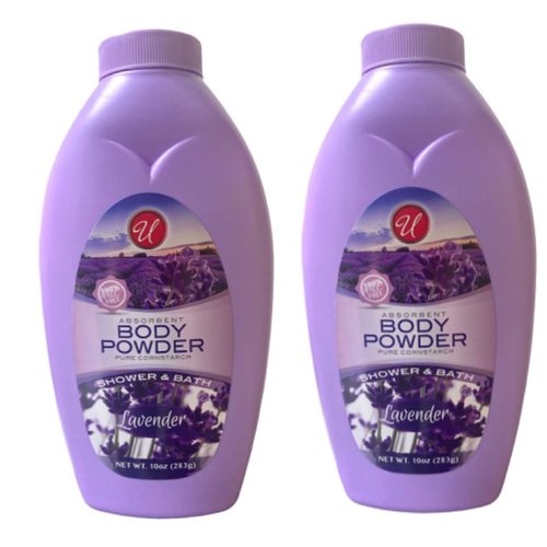 Absorbent Body Powder Pure Cornstarch Lavender Shower & Bath 10 oz. (2 Pack)