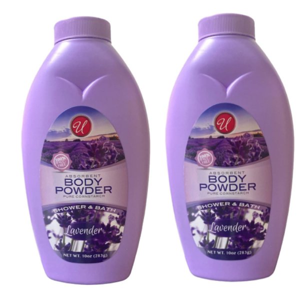 Absorbent Body Powder Pure Cornstarch Lavender Shower & Bath 10 oz. (2 Pack)