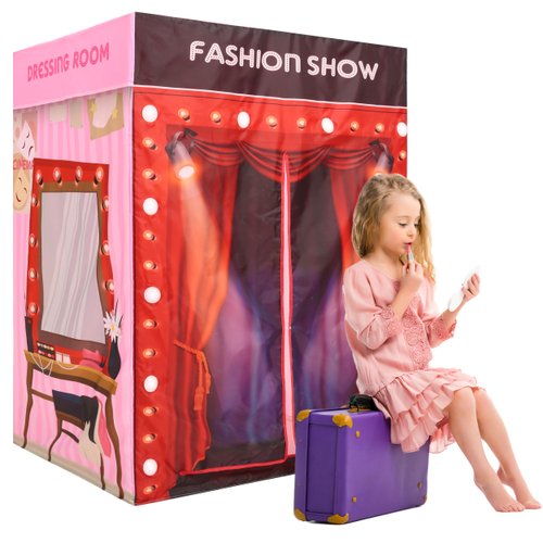 PLAY 10 Play Tent with Light, Kids Play Tent Foldable House Kids Tent Indoor Princess Tent, Fashion Show Tent with Light