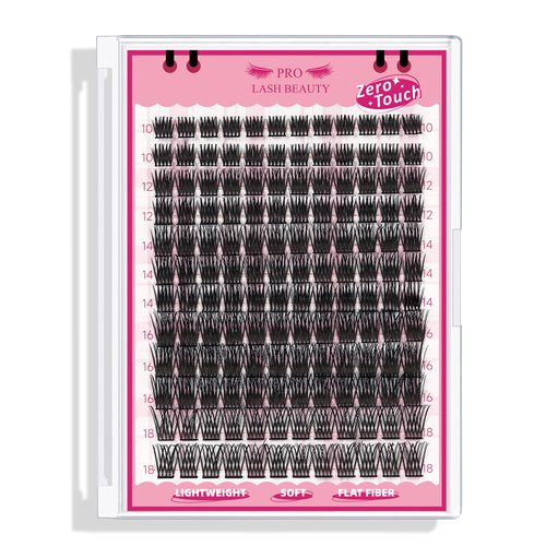 Lash Clusters 144 Pcs Individual Lashes Zero Touch Cluster Lashes DIY Lash Extension Eyelash Clusters Ultra Soft Wispy Lashes Super Thin Band Soft & Comfortable(Flutter-D-10-18 mix)