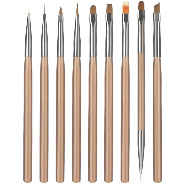 9-Piece Nail Gel Polish Drawing Pen Set, Nail Liner Brush Collection for Manicure, Salon-Quality Brushes for Home Nail Art