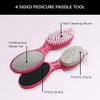 Set of 2 Pedicure Paddle Kit 4 in 1 Tool with Pumice Stone for Feet, Foot Hand Toe Nail Cleaning Brush, Metal File and Emery Board, Manicure Pedicure Foot Rasp Callus Corn Remover Pedi Set