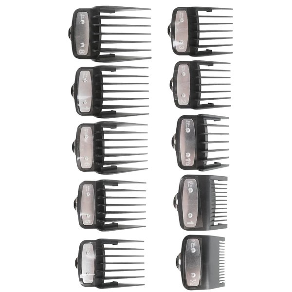 Upgraded Professional Hair Clipper Guards Guides 10 Pcs Coded Cutting Guides #3170-400- 1/16” to 1” for All Wahl Clippers, For 5 Star Legend/ 5 Star Magic Clip and 5 Star Senior (Black-10 pcs)