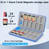 QIANRENON 24 in 1 Game Cassette Magnetic Organizer Case Micro SD Game Card Storage Case, Holds 24 NDS Cassette+24 MicroSD Card, Storage NDS Switch OLED Switch Lite Card, Blue/Astronomical Pattern