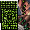 Halloween Stickers for Nails,Fall Skull Ghost Bat 3D Self-Adhesive Halloween Nail Art Stickers Decals Glow in The Dark Nail Decoration Nail Supplies for Women Girls Kids（6Pcs）