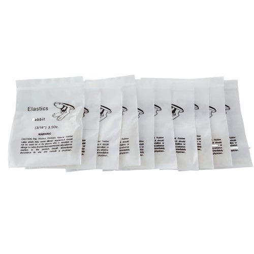 10 Packs Dental Orthodontics 3-1/2 Oz Force Clear Elastics Rubber Bands 3/16" Rabbit 1000pcs