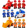 FUNERICA 12-Pcs People Figures and Toy Cars Playset - Fireman, Police, Construction Workers - Pretend Play Vehicle & Figurine Set Accessories for Kids - Emergency Rescue & Construction Toys
