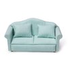 Dollhouse Couch Miniature Furniture Sofa with Pillows for Living Room Desktop Decoration Fabric Sofa Mini Home Scene Accessories Ornament (Double Sofa, Green)