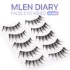 MLEN DIARY False Eyelashes Wispy Long Extension Eyelashes Natural Look Cat Eye 3D Mink Reusable Fake Eyelashes, 5 Pairs Pack