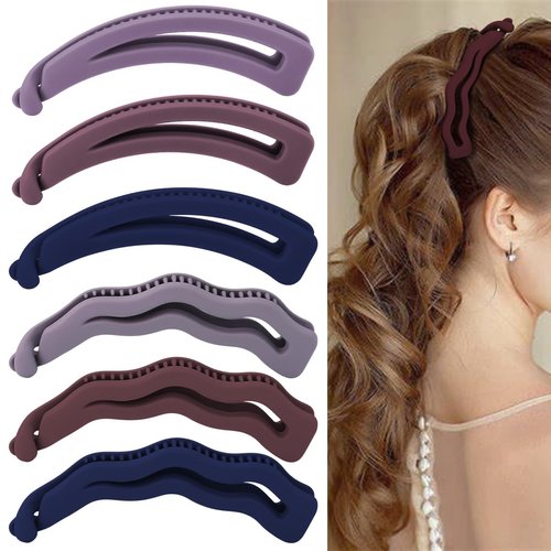 Hapdoo 6PCS Matte Banana Clips for Thick & Thin Hair, Strong Hold Ponytail Bun Holders, Hair Jaw Clips Barrettes Styling Accessories for Women & Girls