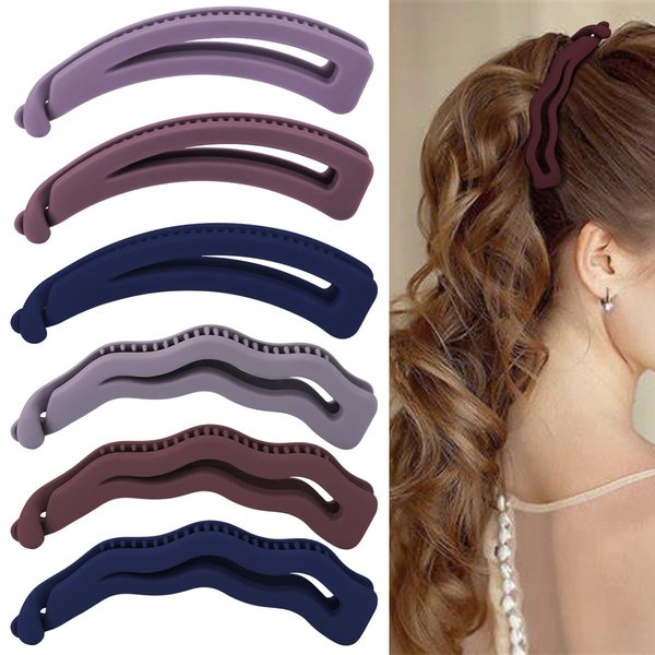Hapdoo 6PCS Matte Banana Clips for Thick & Thin Hair, Strong Hold Ponytail Bun Holders, Hair Jaw Clips Barrettes Styling Accessories for Women & Girls