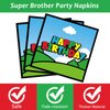96 Pcs Super Brother Party Supplies Set Super Brother Plates Super Video Games Tablewear and Napkins Forks Super Bros Birthday Party Decorations for Kids Baby Shower Serves 24