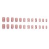 Square Press on Nails Medium Length - French Tip Press on Nails Pink and White Stripes Design, Gold Glitters Fake Nails with Adhesive Glue Stickers, Reusable Stick on Nails in 12 Sizes, 24Pcs