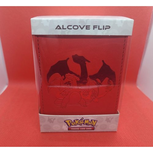 Ultra Pro - Elite Series Charizard Alcove Flip Deck Box for Pokémon Cards, Store & Protect 100+ Standard Size Trading Cards Double Sleeved, Debossed Leatherette Finish Ft. Charizard