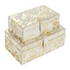 Deco 79 Leather Handmade Decorative Box Decorative Keepsake Boxes with Gold Foil Paint, Set of 2 Storage Boxes 8", 10"W, Gold