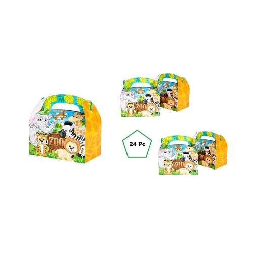 (24) ZOO ANIMAL Birthday Party Treat Boxes ~ 6.25'' Favor Box ~ Schools Camps Fundraisers Fairs ~ New