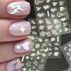 30 Sheets Holographic Nail Stickers for Nail Art 3D Self-Adhesive Glitter Star Nail Design Stickers Silver White Starlight Nail Art Decals Aurora Stickers Nail Supplies for DIY French Manicure