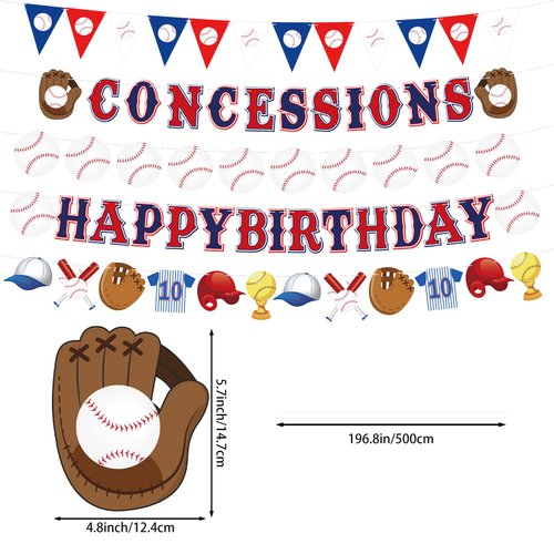 Set of 5 Baseball Birthday Banner Baseball Party Decorations Baseball Theme Birthday Supplies Baseball Pennant Bunting Garlands for Kids Boys Adult Teen