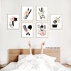 Hair Salon Wall Art, Women Fashion Bathroom Bedroom Decor, Scissors Hair Dryer Curling Iron Canvas Posters, Hairdresser Haircut Tools Art Painting for Barber Shop Decoration, 6 Set-(8"x10" Unframed)