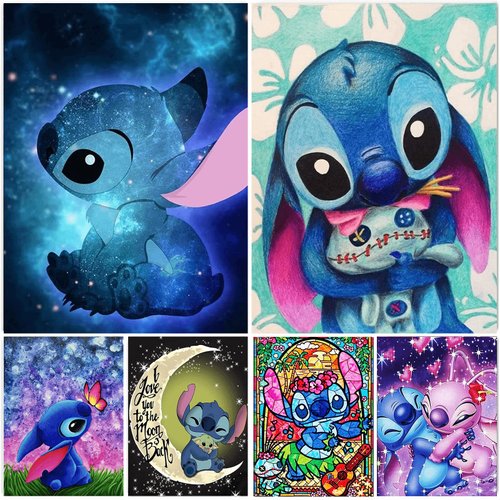 Santiway 6 Pack Stitch Diamond Art Painting Kits for Adults&Kids 5D Cartoon Diamond Art Kit for Beginners DIY Paint with Round Full Drill Gem Art Painting for Home Wall Decor (11.8x15.7inch)