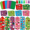 JUNEBRUSHS 30 Sets Christmas Craft Kits, DIY Christmas Bookmarks Craft with Assorted Snowman Santa Gingerbread Stickers Christmas Ornament Crafts Classroom Activities Party Favors
