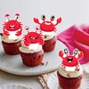 Crab Cupcake Toppers 48Pcs Crab Birthday Party Decorations Crab Theme Cake Decorations Crab Party Cupcake Picks for Ocean Sea Animals Baby Shower Supplies
