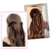 2pair Ribbon Hair Bows Clips Small Hair Claw Clips Velvet Hair Ribbon Clips Elegant Black Khaki Bows Hair Clip with Long Tail for Women Girls Teens Ladies Thick Thin Hair