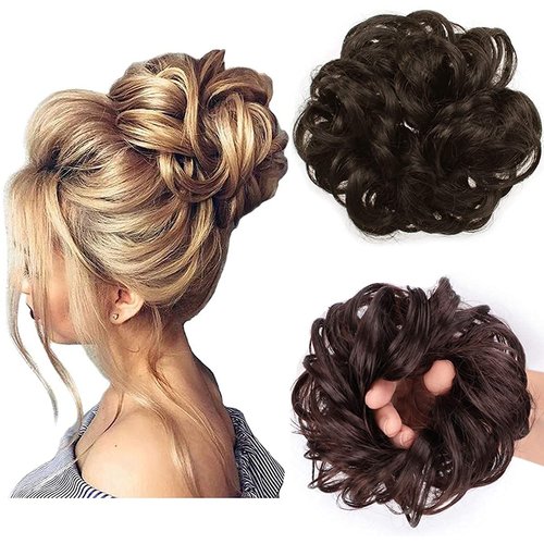 Messy Bun Hair Piece Thick Updo Scrunchies Synthetic Hair Extensions Ponytail Hair Wig Hairpiece Medium Brown
