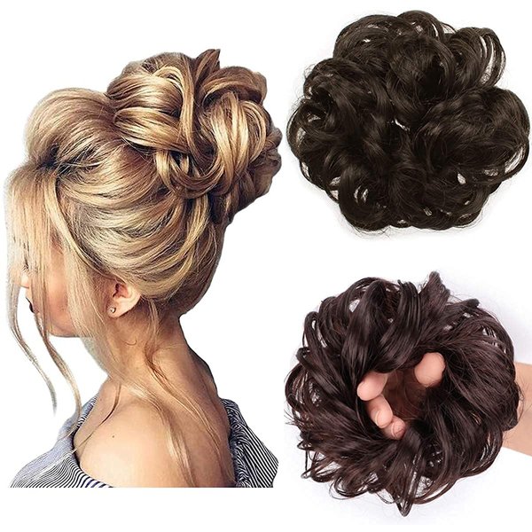Messy Bun Hair Piece Thick Updo Scrunchies Synthetic Hair Extensions Ponytail Hair Wig Hairpiece Medium Brown