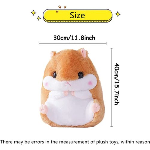 Hgplvxj Hamster Plush Toy, Hamster Stuffed Animal Plush Pillow Birthday Xmas Gift for Kids (Brown 15.7''x11.8'')