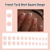 ANDGING French Tip Press on Nails Coffin White Short Medium Fake Nails Square Glue on Nails with Design Nails Press Ons Acrylic False Nails for Wedding Manicure Stick on Nail with Glue AKL88O6