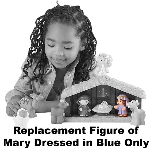F-Price Replacement Figure for Fisher-Price Little People Nativity Set - DPX53 ~ Replacement Figure of Mary Dressed in Blue, Blue, White, Brown